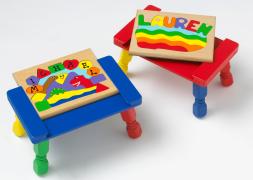 ersonalized Picture Puzzles can be made into our Step Stool Puzzles by sliding the puzzle into one of our colorful stool tops.