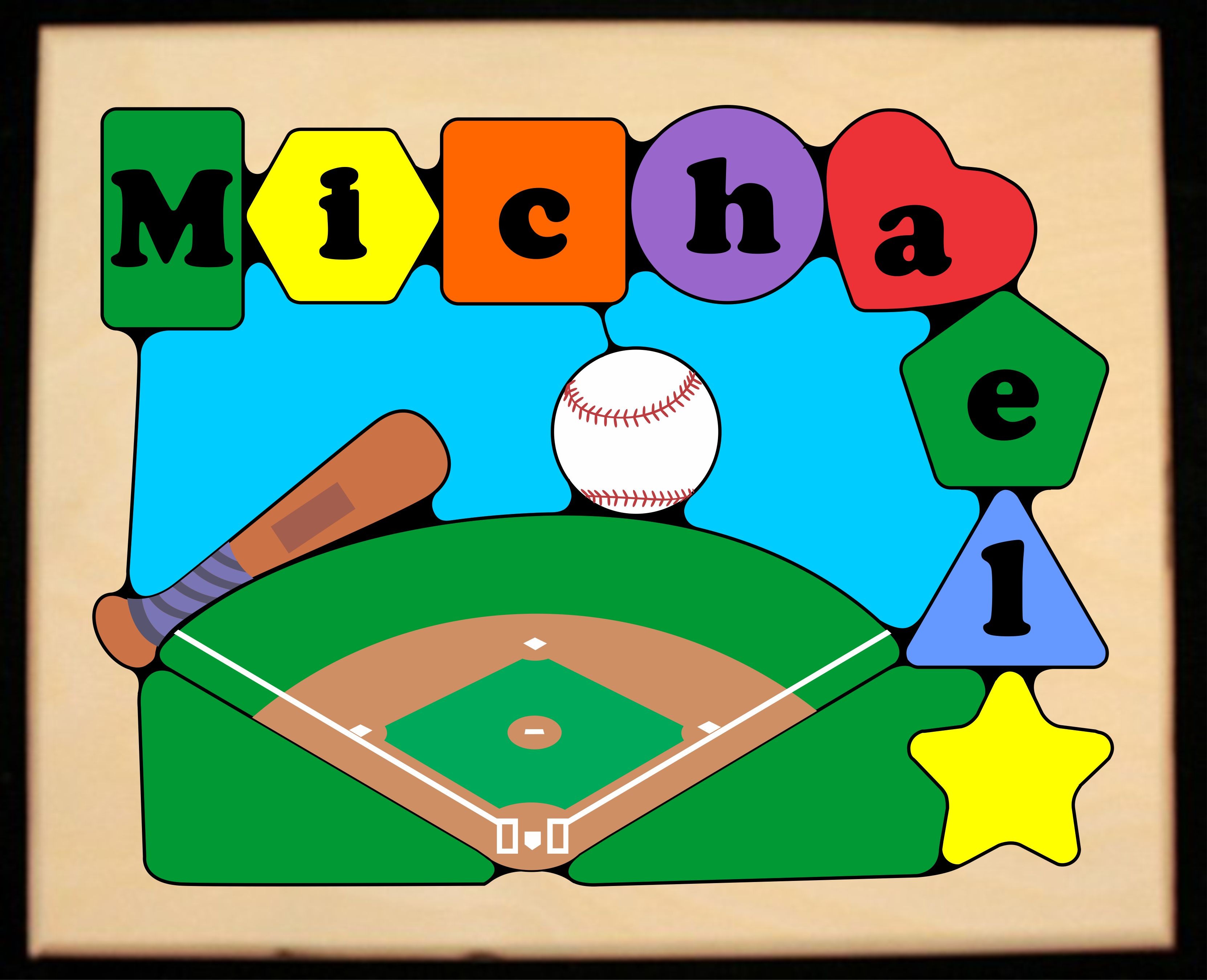 Personalized Name Baseball Theme Puzzle - (FREE SHIPPING)
