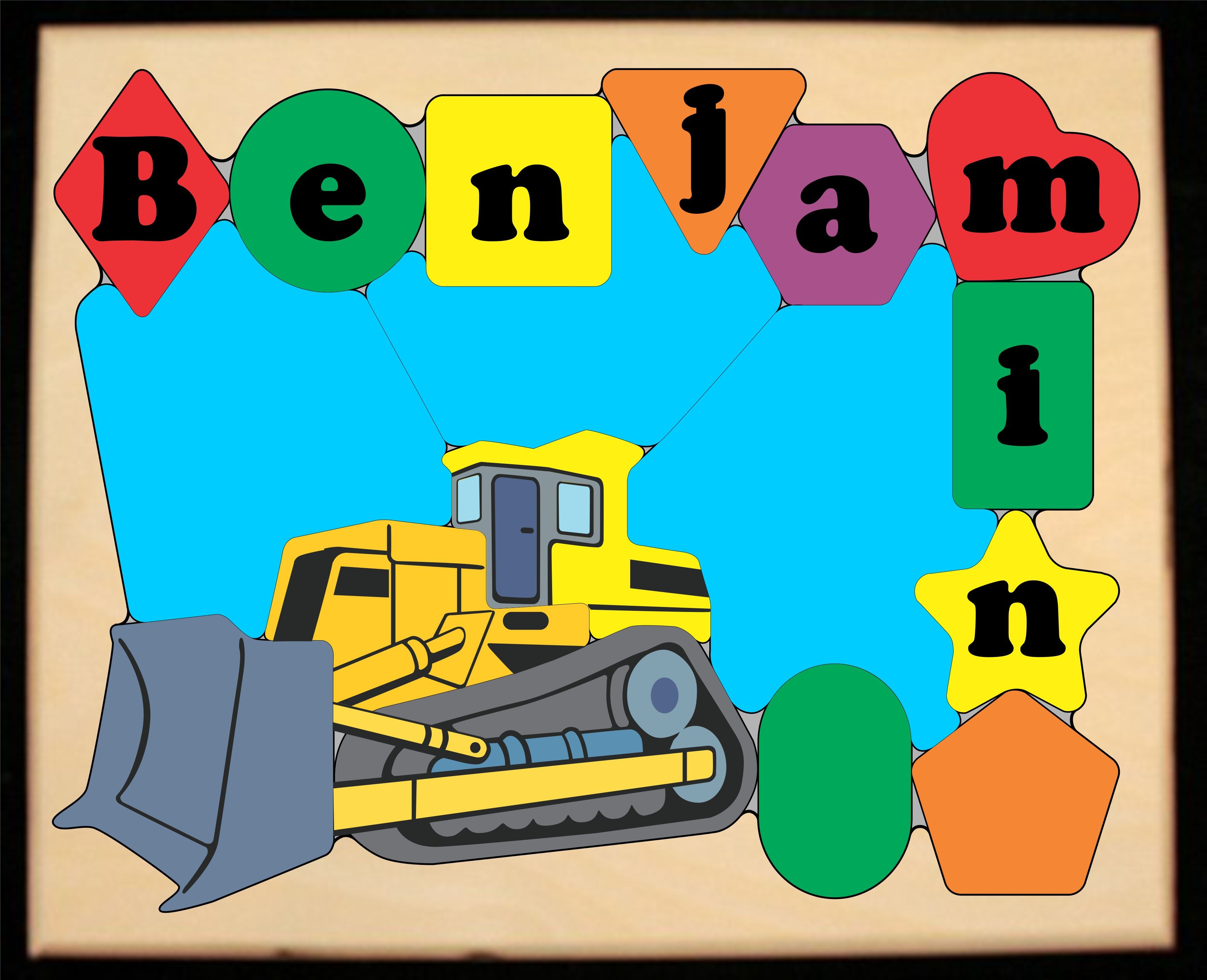 Personalized Name Construction Bulldozer Theme Puzzle (FREE SHIPPING)