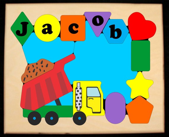 Personalized Name Dump Truck Theme Puzzle - (FREE SHIPPING)