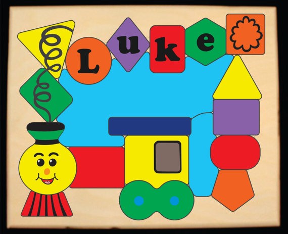 Personalized Name Train Shapes Theme Puzzle (FREE SHIPPING)