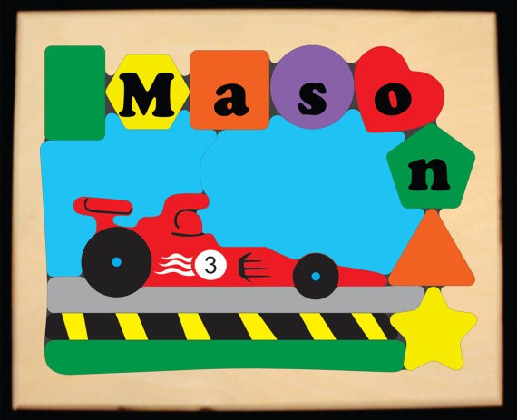 Personalized Name Indy Race Car Theme Puzzle - (FREE SHIPPING)