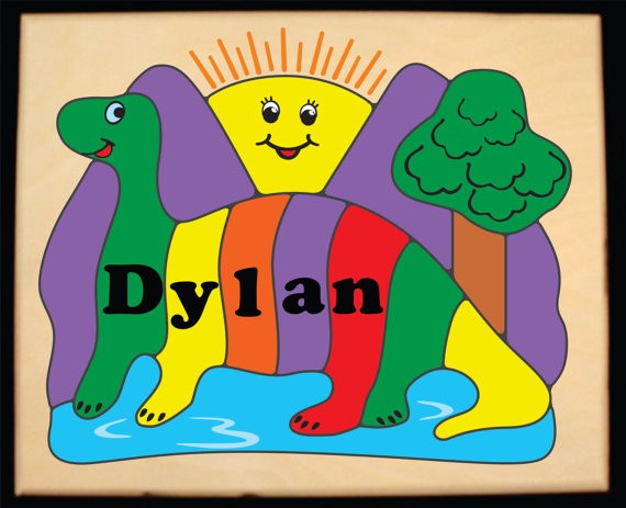 Personalized Name Dinosaur Sun Theme Puzzle - (FREE SHIPPING)