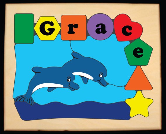 Personalized Name Dolphin Theme Puzzle - (FREE SHIPPING)