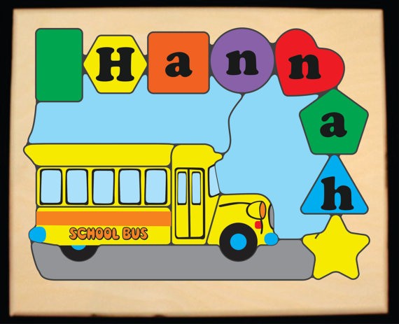 Personalized Name School Bus Theme Puzzle - (FREE SHIPPING)