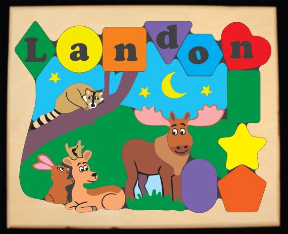 Personalized Name Northern Forest Animals Theme Puzzle - (FREE SHIPPING)