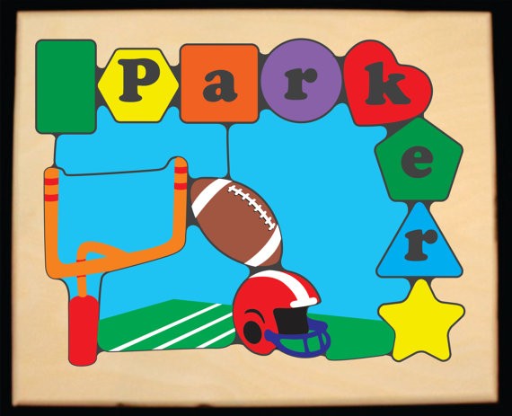 Personalized Name Football Theme Puzzle - (FREE SHIPPING)