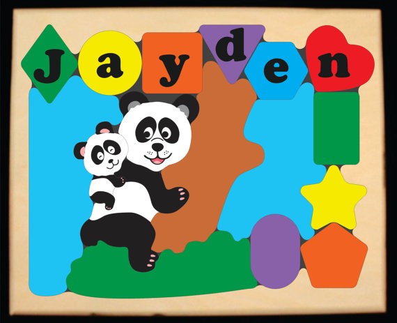 Personalized Name Panda Bears Theme Puzzle - (FREE SHIPPING)