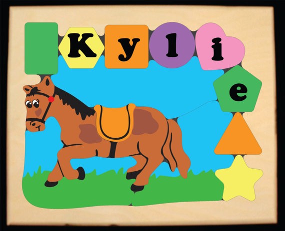 Personalized Name Horse Theme Puzzle - Pastel (FREE SHIPPING)