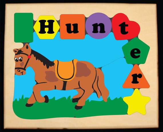 Personalized Name Horse Theme Puzzle - Primary (FREE SHIPPING)