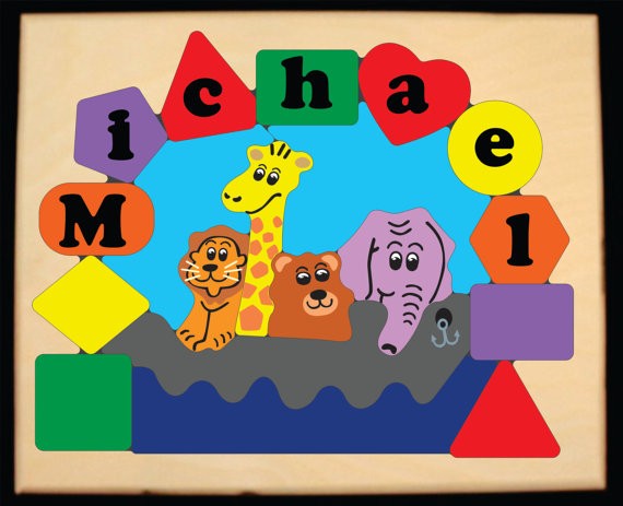 Personalized Name Noah's Ark Theme Puzzle - Primary  (FREE SHIPPING)