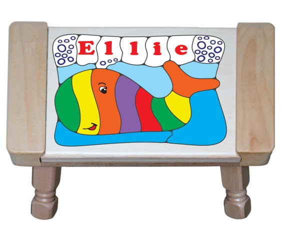 Personalized Name Whale Theme Puzzle Stool - (FREE SHIPPING)