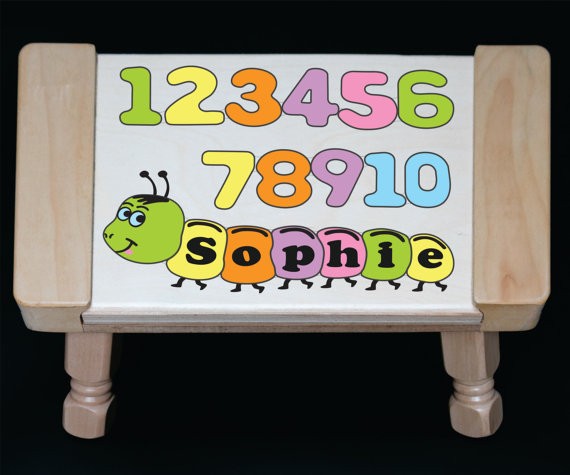 Personalized Name Number Worm Theme Puzzle Stool - Pastel - (FREE SHIPPING)