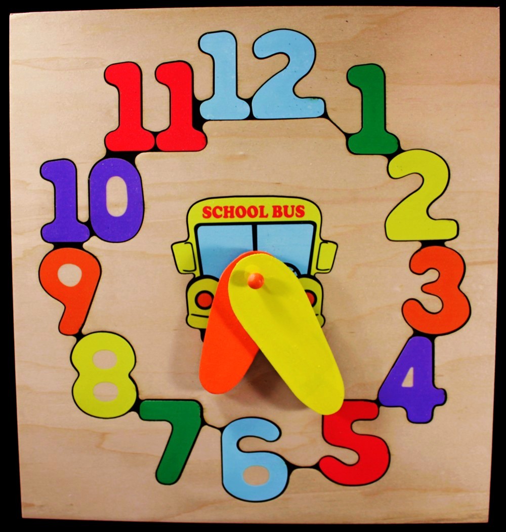 Personalized Name School Bus Clock Theme Puzzle - (FREE SHIPPING)