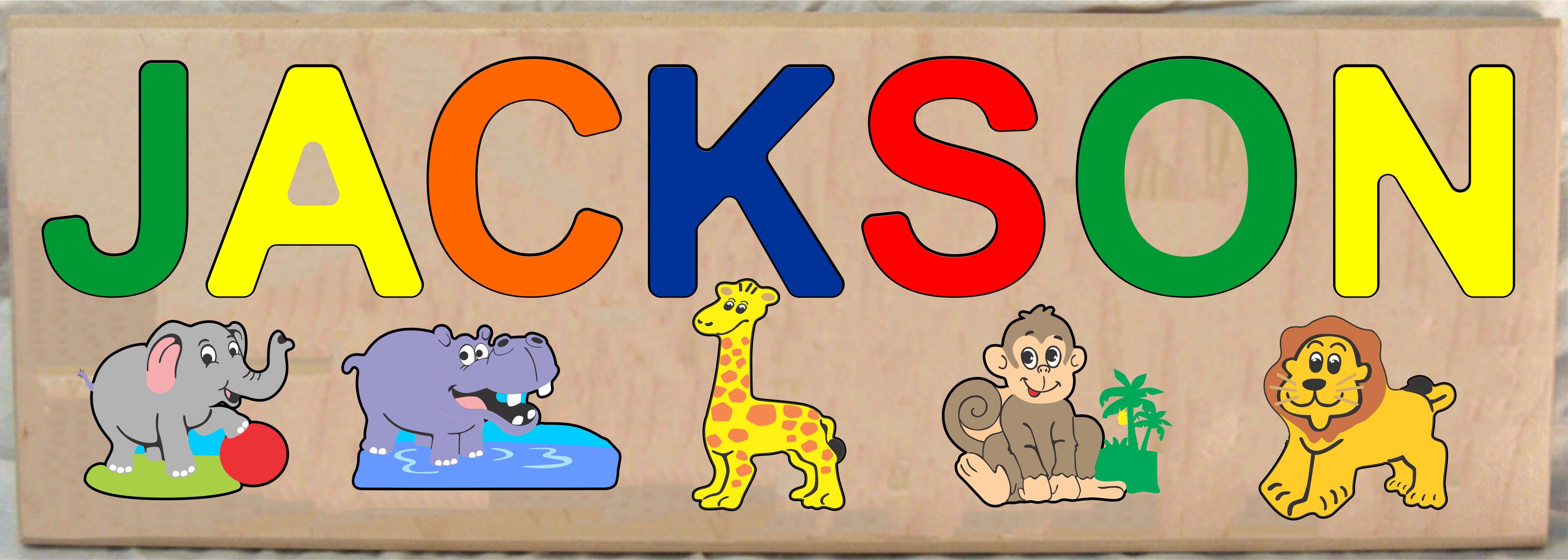 Long Custom Name Jungle(Zoo) Animals Theme Puzzle
