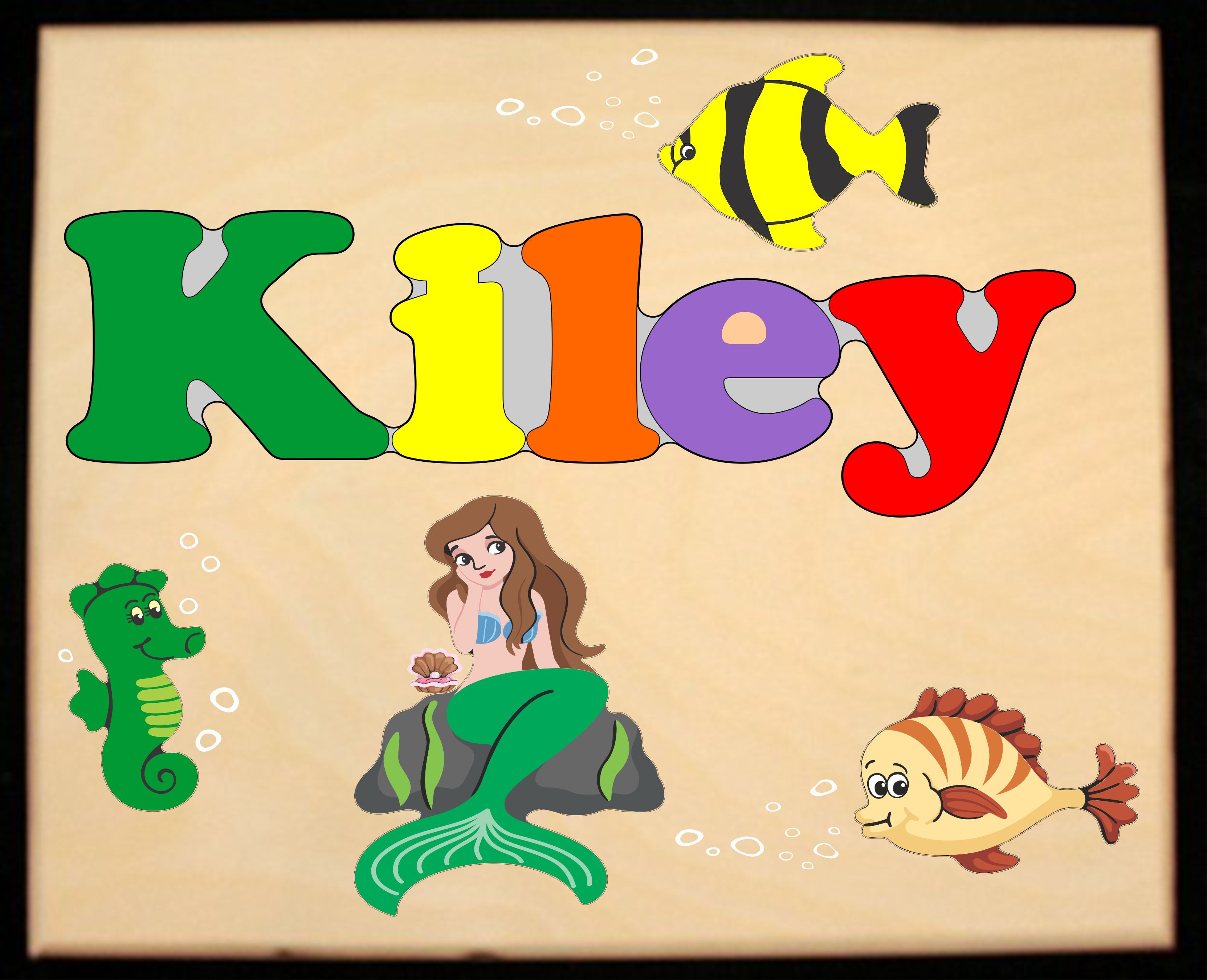Custom Name(s) Mermaid Theme Puzzle in upper and lower case letters - Primary or Pastel (FREE SHIPPING)