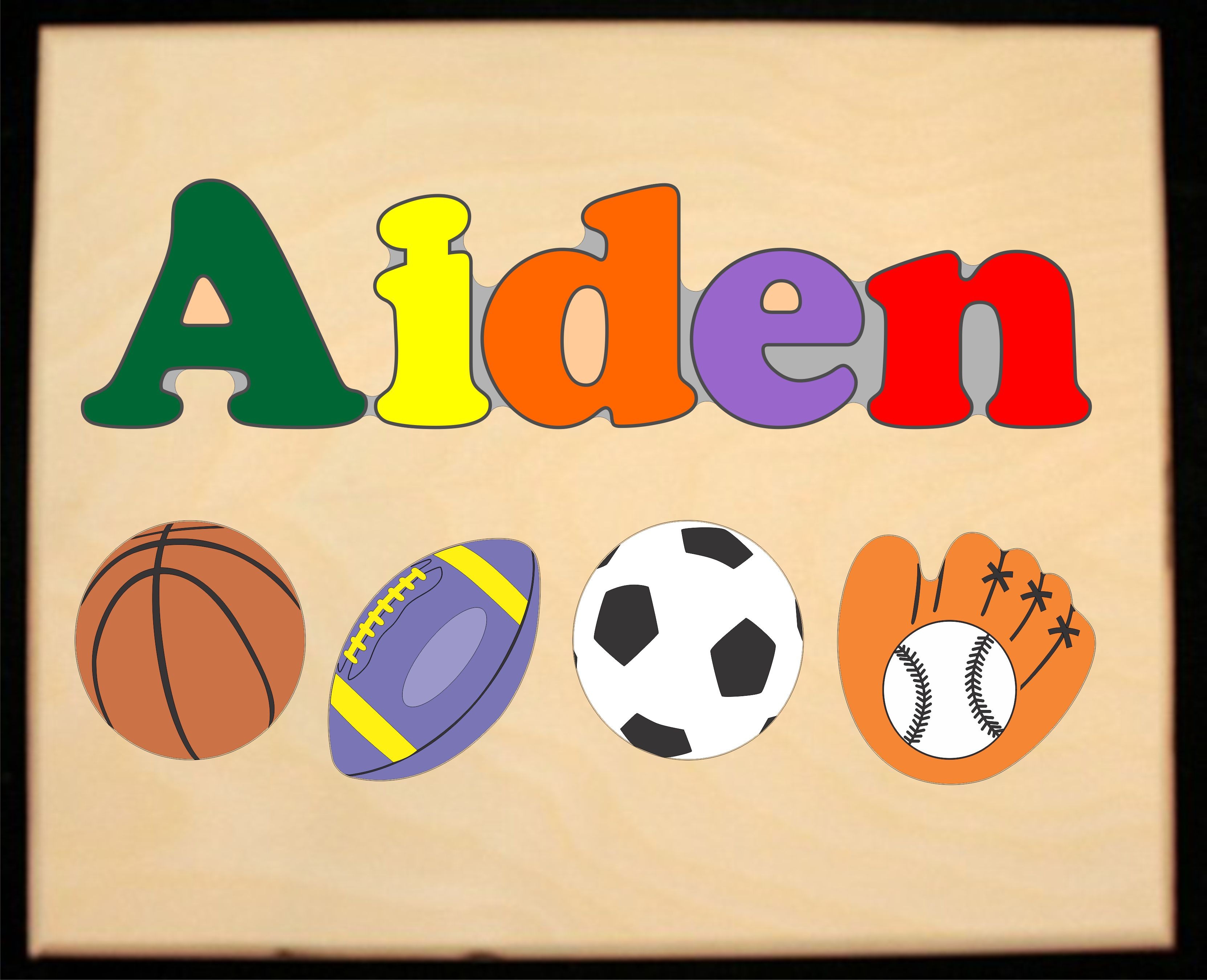 Custom Name(s) Sports Theme Puzzle in upper and lower case letters - Primary or Pastel, (FREE SHIPPING)