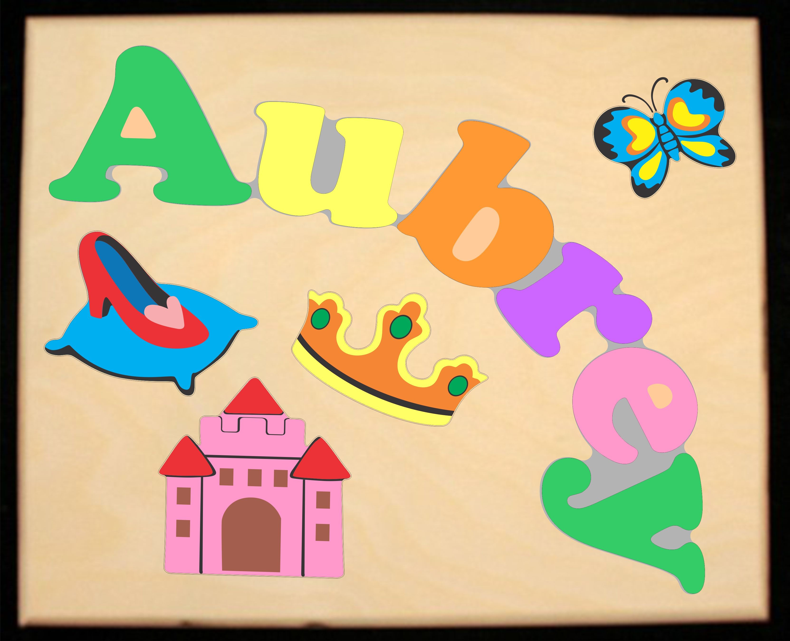 Custom Name(s) Princess Theme Puzzle in upper and lower case letters - Primary or Pastel, (FREE SHIPPING)