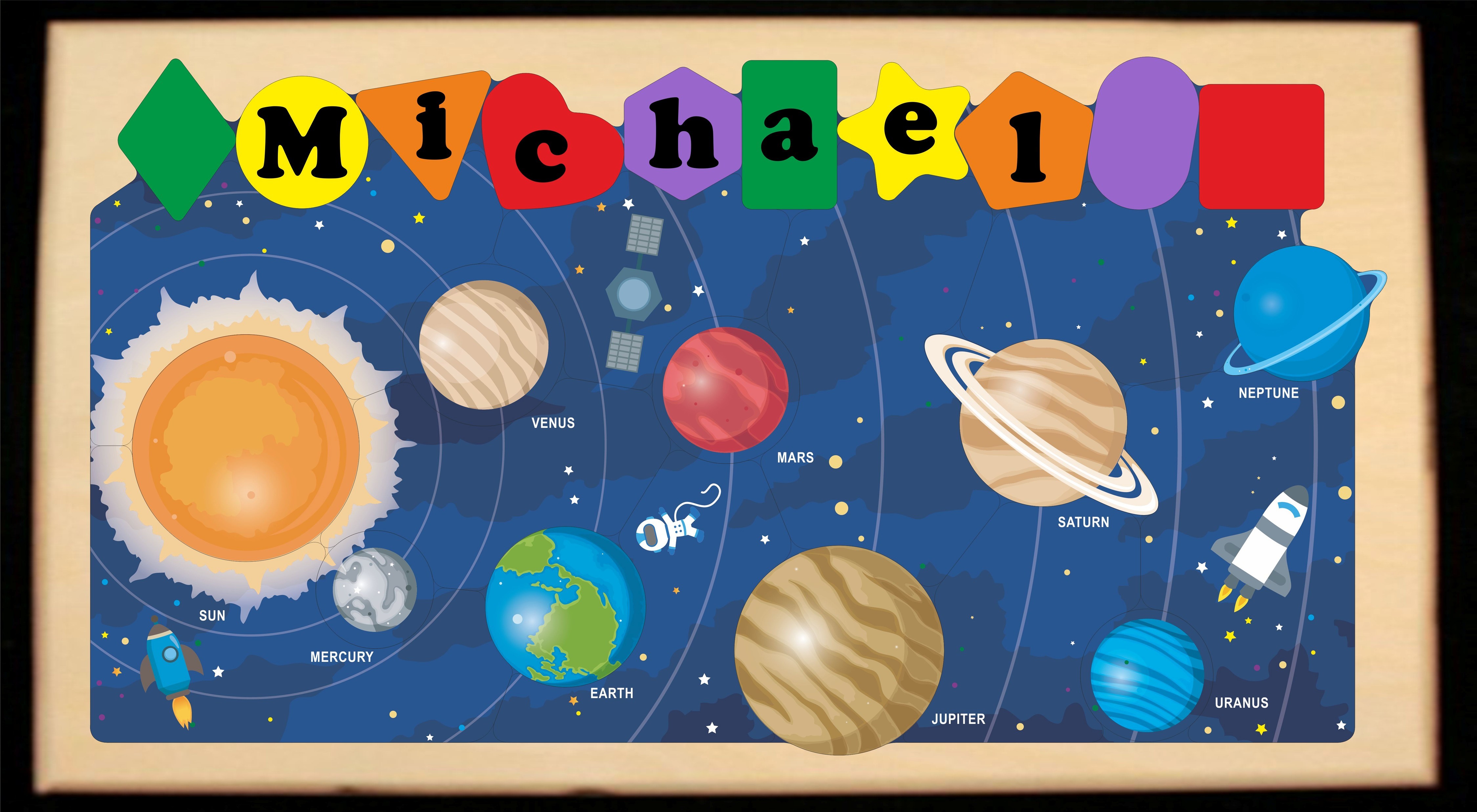 PERSONALIZED NAME SOLAR SYSTEM THEME PUZZLE - (FREE SHIPPING)