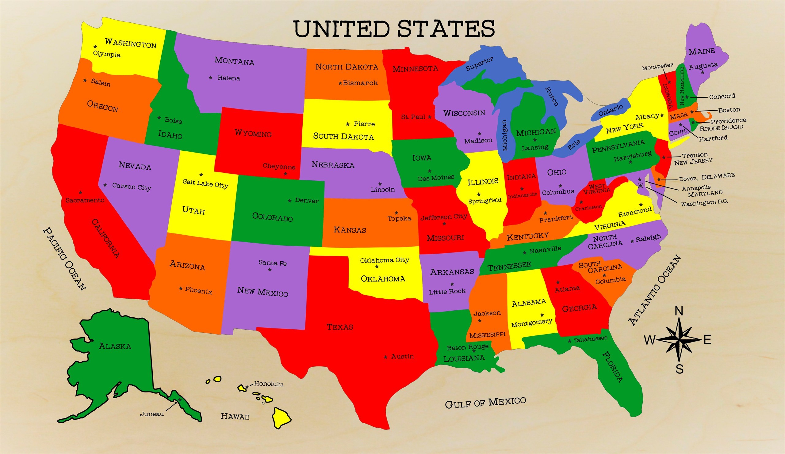 USA Map Puzzle with State Capitals - (FREE SHIPPING)