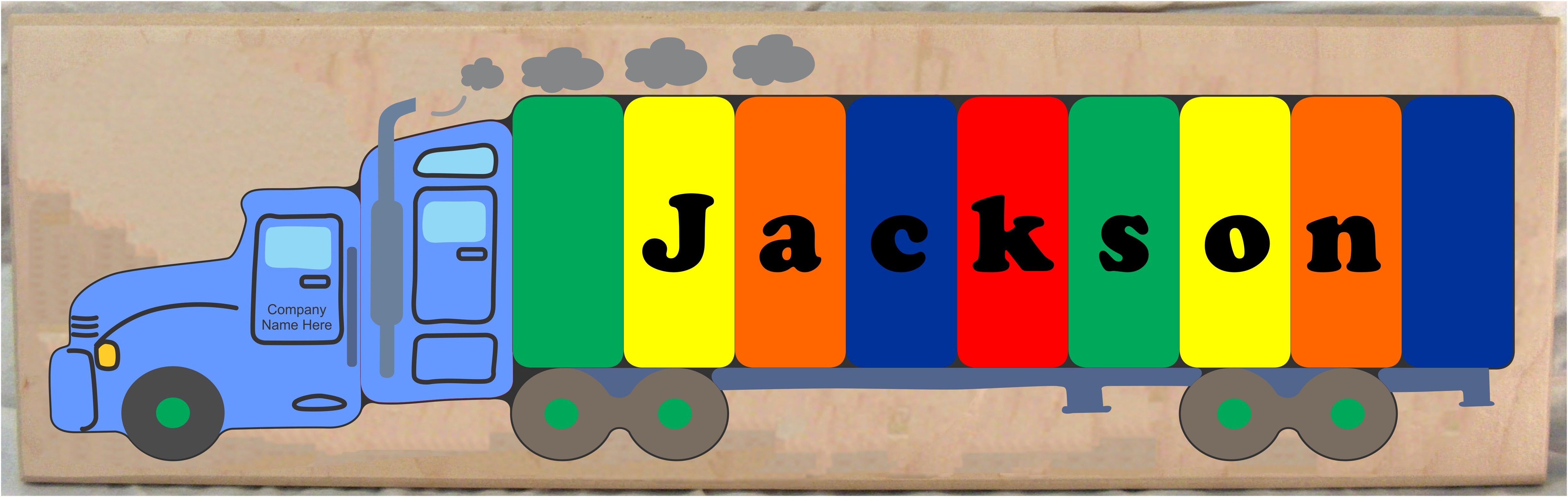 Personalized Name Long 18 Wheeler Semi Truck Theme Puzzle - (FREE SHIPPING)