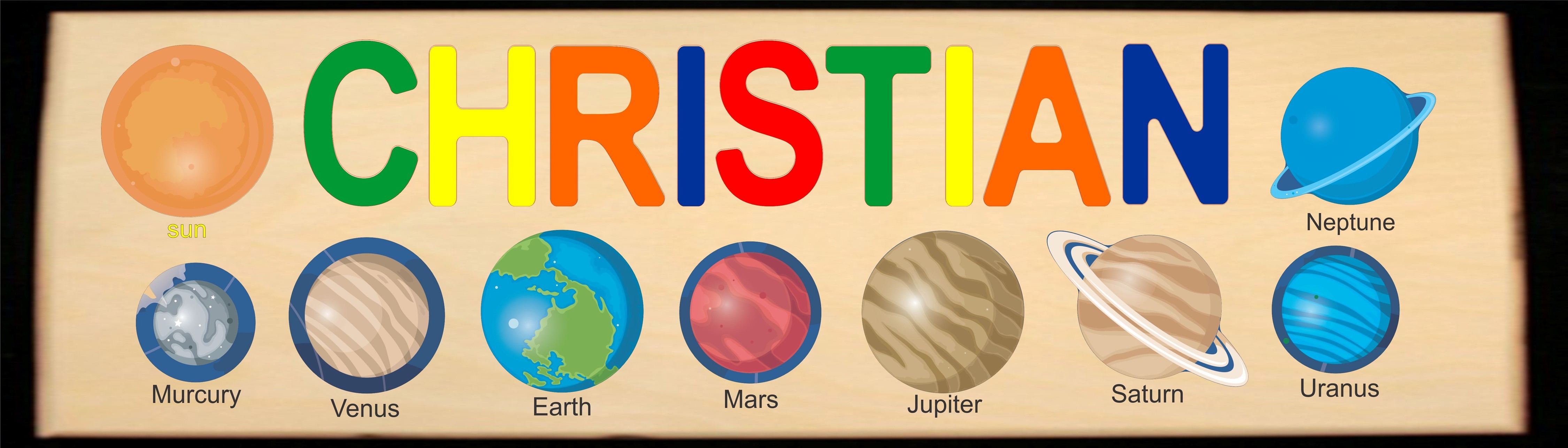 NEW ** 2021 ** CUSTOM NAME LONG BOARD SOLAR SYSTEM THEME PUZZLE - (FREE SHIPPING)