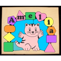 Personalized Name Cat Theme Puzzle - Pastel - (FREE SHIPPING)