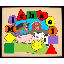 Personalized Name Farm Animals Theme Puzzle - Primary (FREE SHIPPING)