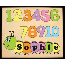 Personalized Name Number Worm Theme Puzzle - Pastel - (FREE SHIPPING)