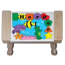 Personalized Name Under Water Fish World Theme Puzzle Stool - (FREE SHIPPING)