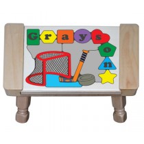 Personalized Name Ice Hockey Theme Puzzle Stool - (FREE SHIPPING)