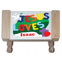 Personalized Name Jesus Loves Theme Puzzle Stool - (FREE SHIPPING)