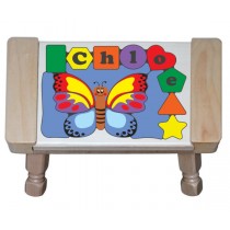 Personalized Name Butterfly Theme Puzzle Stool -  Primary (FREE SHIPPING)