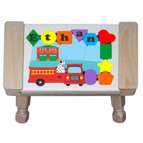 Personalized Name Fire Truck Theme Puzzle Stool - (FREE SHIPPING)