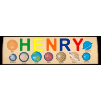 CUSTOM NAME LONG BOARD SOLAR SYSTEM THEME PUZZLE - (FREE SHIPPING)